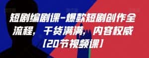 短剧编剧课-爆款短剧创作全流程,干货满满,内容权威【20节视频课】-优优云创网