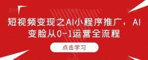 短视频变现之AI小程序推广,AI变脸从0-1运营全流程-优优云创网