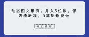 动态图文带货，月入5位数，保姆级教程，0基础也能做【揭秘】-优优云创网