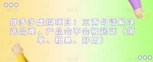 拼多多虚拟项目:三两句话解决选品难,产品会不会被起诉(简单、粗暴、好用)-优优云创网