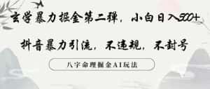玄学暴力掘金第二弹,小白日入500+,抖音暴力引流,不违规,术封号,八字命理掘金AI玩法-优优云创网