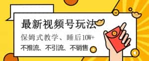 最新视频号玩法，不销售、不引流、不推广，躺着月入1W+，保姆式教学，小白轻松上手【揭秘】-优优云创网