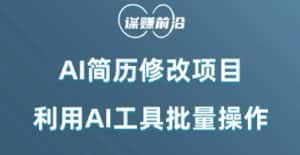 AI简历修改项目,利用AI工具批量化操作,小白轻松日200+-优优云创网