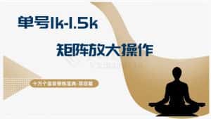 十万个富翁修炼宝典15.单号1k-1.5k,矩阵放大操作-优优云创网