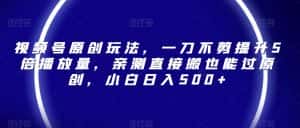 视频号原创玩法,一刀不剪提升5倍播放量,亲测直接搬也能过原创,小白日入500+【揭秘】-优优云创网