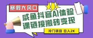 寒假大风口咸鱼抖音AI体验课链接搬砖变现,全网首发冷门项目,小白可日入2K+【揭秘】-优优云创网
