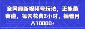 全网最新视频号玩法，正能量赛道，每天花费2小时，躺着月入10000+【揭秘】-优优云创网