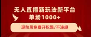 无人直播新平台新玩法,现阶段免费开授权,不违规,单场收入1000+【揭秘】-优优云创网