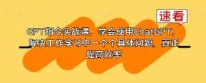 GPT指令实战课,学会使用ChatGPT,解决工作学习中一个个具体问题,真正提高效率-优优云创网