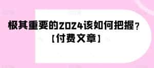 极其重要的2024该如何把握?【付费文章】-优优云创网