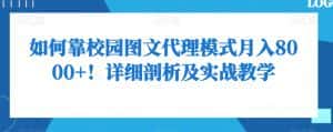 如何靠校园图文代理模式月入8000+!详细剖析及实战教学【揭秘】-优优云创网