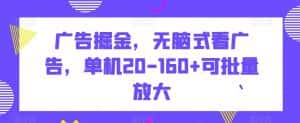 广告掘金，无脑式看广告，单机20-160+可批量放大【揭秘】-优优云创网