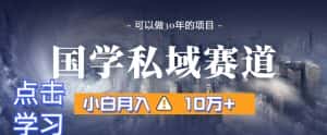 暴力国学私域赛道,小白月入10万+,引流+转化完整流程【揭秘】-优优云创网