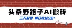 全网首发头条野路子AI搬砖玩法,纪实类超级蓝海项目,三天起号单日收益500+【揭秘】-优优云创网
