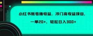 小红书账号撸收益，冷门高收益项目，一单20+，轻松日入300+【揭秘】-优优云创网