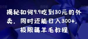 揭秘如何9.9吃到30元的外卖,同时还能日入300+,极限薅羊毛教程-优优云创网