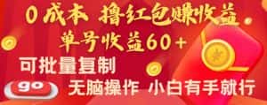 全新平台，0成本撸红包赚收益，单号收益60+，可批量复制，无脑操作，小白有手就行【揭秘】-优优云创网