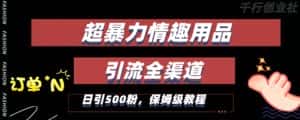 最新情趣项目引流全渠道,自带高流量,保姆级教程,轻松破百单,日引500+粉-优优云创网