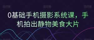 0基础手机摄影系统课,手机拍出静物美食大片-优优云创网