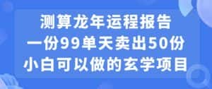 小白可做的玄学项目,出售”龙年运程报告”一份99元单日卖出100份利润9900元,0成本投入-优优云创网