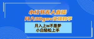 小红书无人直播月入30gmv实操教学,月入上w不是梦,小白轻松上手-优优云创网