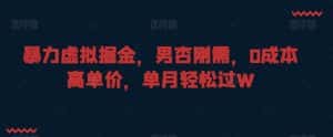 暴力虚拟掘金,男杏刚需,0成本高单价,单月轻松过W-优优云创网