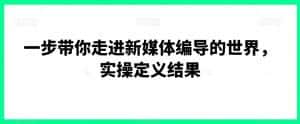 一步带你走进新媒体编导的世界,实操定义结果-优优云创网