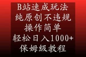 B站速成玩法,纯原创不违规,操作简单,轻松日入1000+,保姆级教程-优优云创网