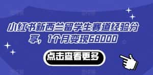 小红书新西兰留学生赛道经验分享，1个月变现68000-优优云创网