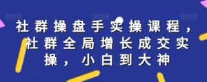 社群实操课程,社群全局增长成交实操,小白到大神-优优云创网