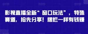 影视直播全新“窗口玩法”，特殊赛道，抢先分享！摆烂一样有钱赚-优优云创网