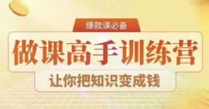 28天做课高手陪跑营,教你一套可复制的爆款做课系统,让你把知识变成钱-优优云创网