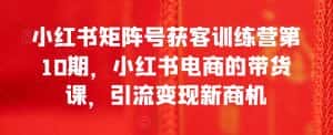小红书矩阵号获客训练营第10期，小红书电商的带货课，引流变现新商机-优优云创网