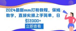 2024最新mm打粉教程,保姆教学,直接实操上手简单,日引2000+-优优云创网