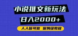 小说推文新玩法,日入2000+,人人皆可做,保姆级教程-优优云创网