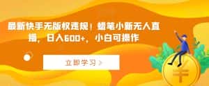 最新快手无版权违规!蜡笔小新无人直播,日入600+,小白可操作-优优云创网
