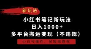 小红书笔记新玩法,日入1000+,多平台搬运变现(不违规),小白可操作,保姆级教程-优优云创网
