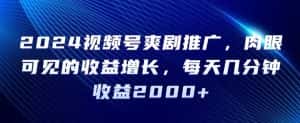 2024视频号爽剧推广,肉眼可见的收益增长,每天几分钟收益2000+-优优云创网
