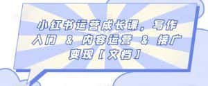 小红书运营成长课,写作入门&内容运营&接广变现【文档】-优优云创网