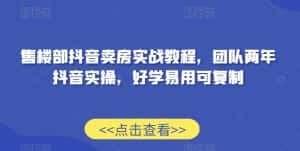 售楼部抖音卖房实战教程,团队两年抖音实操,好学易用可复制-优优云创网