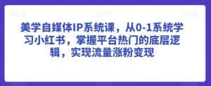美学自媒体IP系统课，从0-1系统学习小红书，掌握平台热门的底层逻辑，实现流量涨粉变现-优优云创网