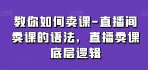 教你如何卖课-直播间卖课的语法,直播卖课底层逻辑-优优云创网