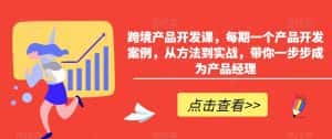 跨境产品开发课,每期一个产品开发案例,从方法到实战,带你一步步成为产品经理-优优云创网