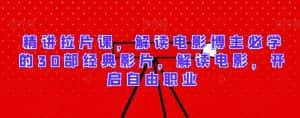 精讲拉片课,解读电影博主必学的30部经典影片,解读电影,开启自由职业-优优云创网
