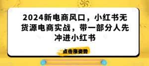 2024新电商风口，小红书无货源电商实战，带一部分人先冲进小红书-优优云创网