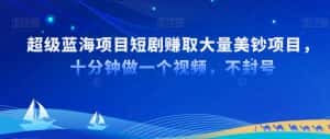 超级蓝海项目短剧赚取大量美钞项目,国内短剧出海tk赚美钞,十分钟做一个视频-优优云创网