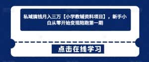 私域搞钱月入三万【小学教辅资料项目】,新手小白从零开始变现陪跑第一期-优优云创网