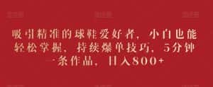 吸引精准的球鞋爱好者，小白也能轻松掌握，持续爆单技巧，5分钟一条作品，日入800+-优优云创网