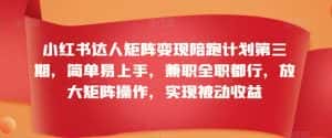 小红书达人矩阵变现陪跑计划第三期,简单易上手,兼职全职都行,放大矩阵操作,实现被动收益-优优云创网