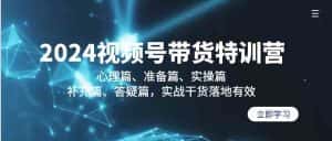 2024视频号带货特训营:心理篇、准备篇、实操篇、补充篇、答疑篇,实战干货落地有效-优优云创网